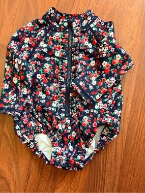 Janie and Jack Navy Floral Long-Sleeve Kids Rashguard